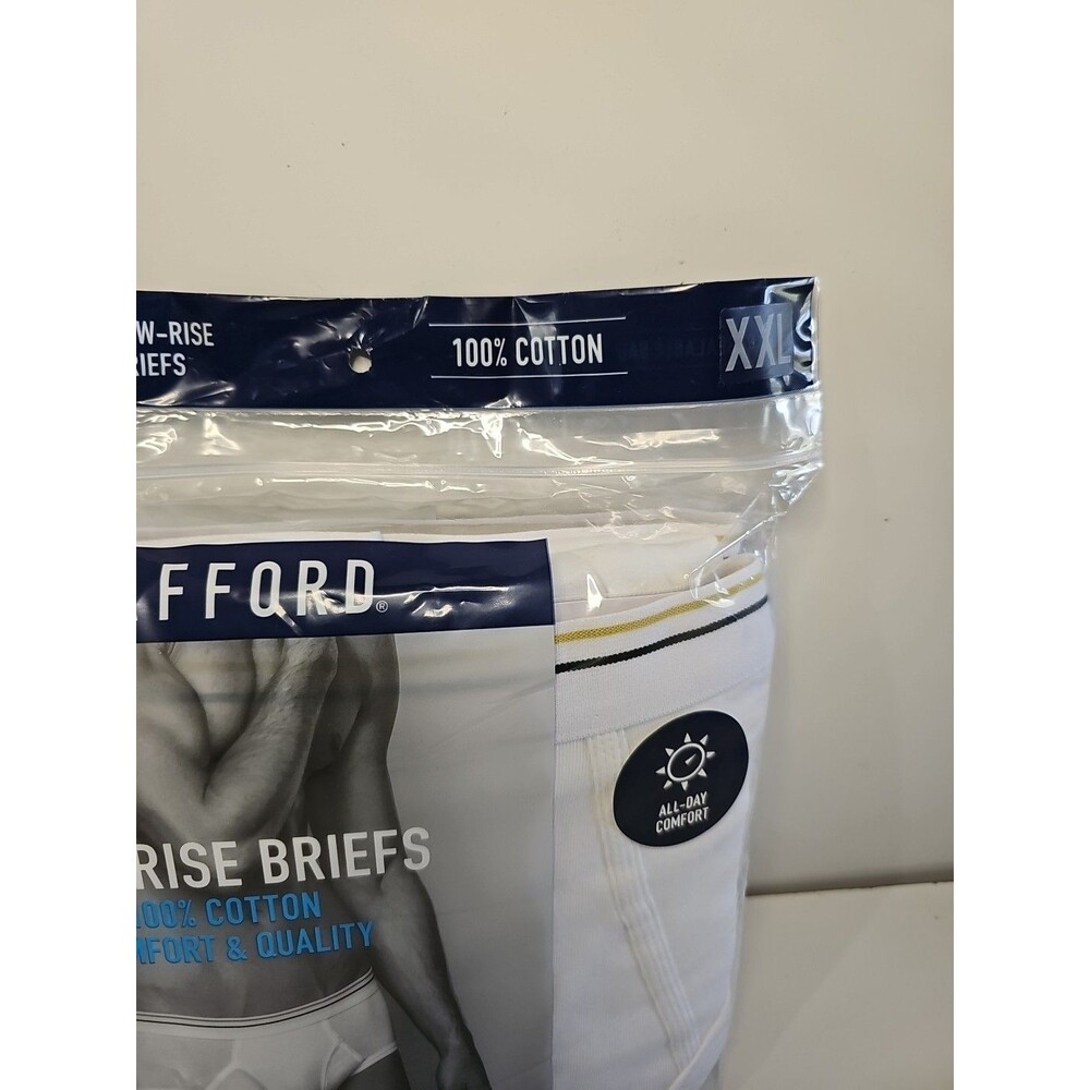 New Stafford Men's 6-Pack 100% Cotton Low-Rise White Briefs Sz XXL JC Penny - Picture 3 of 6